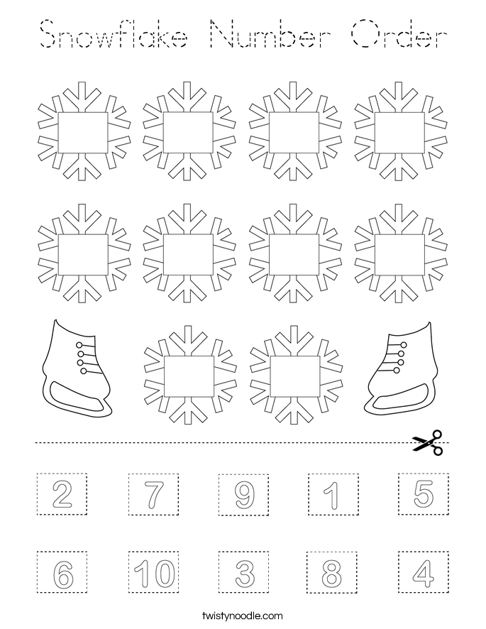 Snowflake Number Order Coloring Page