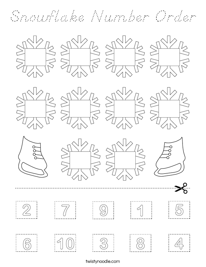 Snowflake Number Order Coloring Page