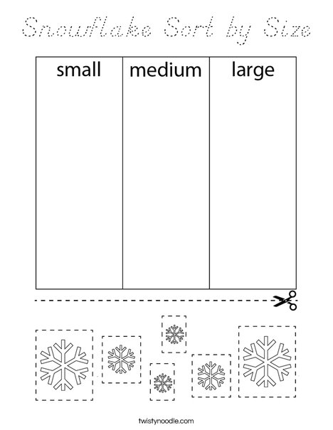 Snowflake Sort by Size Coloring Page