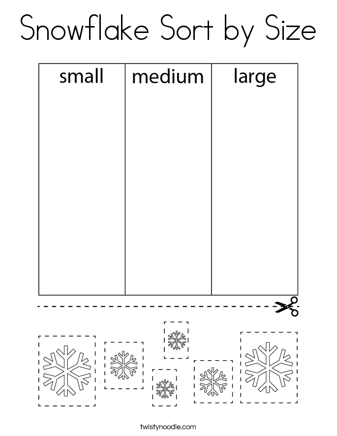 Snowflake Sort by Size Coloring Page
