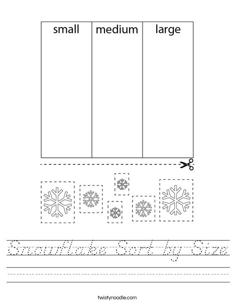 Snowflake Sort by Size Worksheet