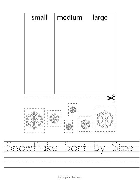 Snowflake Sort by Size Worksheet