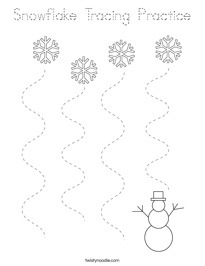 Snowflake Tracing Practice Coloring Page