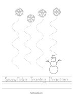 Snowflake Tracing Practice Handwriting Sheet