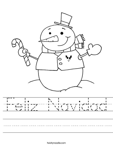 Snowman Holding a Candy Cane Worksheet