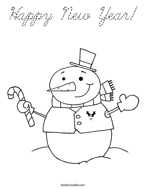 Snowman Holding a Candy Cane Coloring Page