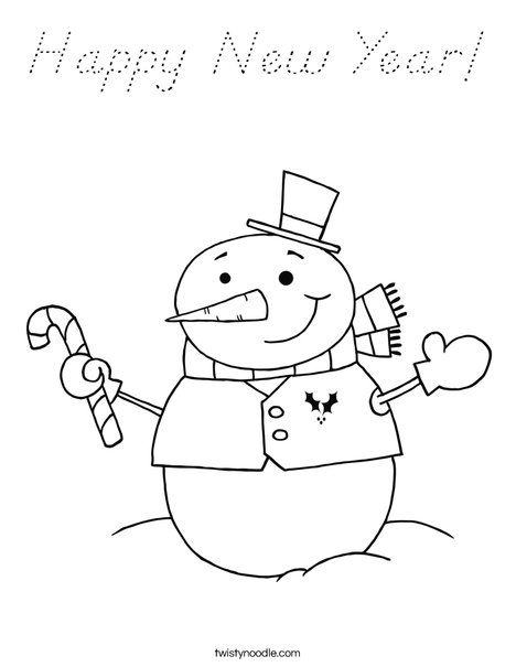 Snowman Holding a Candy Cane Coloring Page