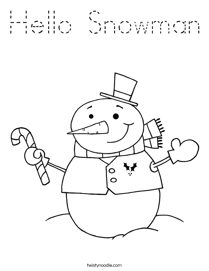 Hello Snowman Coloring Page