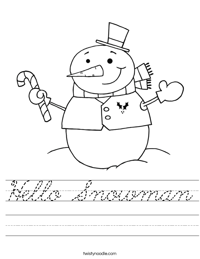 Hello Snowman Worksheet
