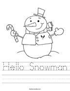 Hello Snowman Handwriting Sheet
