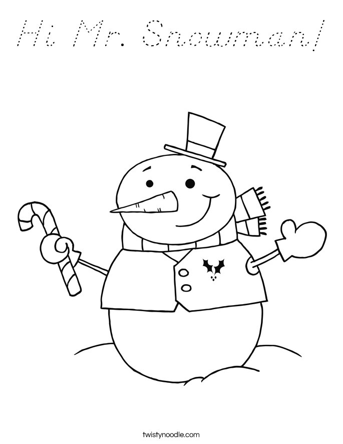 Hi Mr. Snowman! Coloring Page