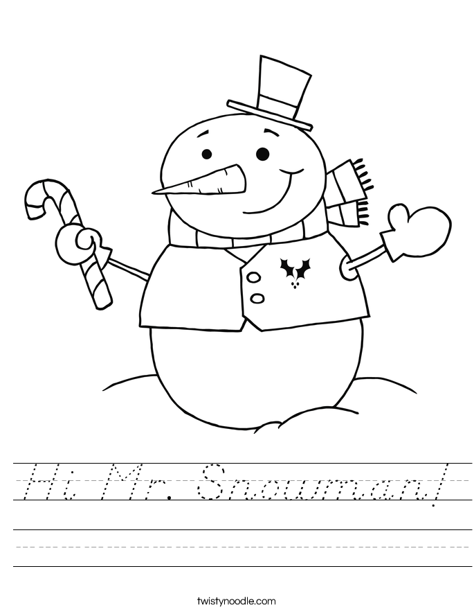Hi Mr. Snowman! Worksheet