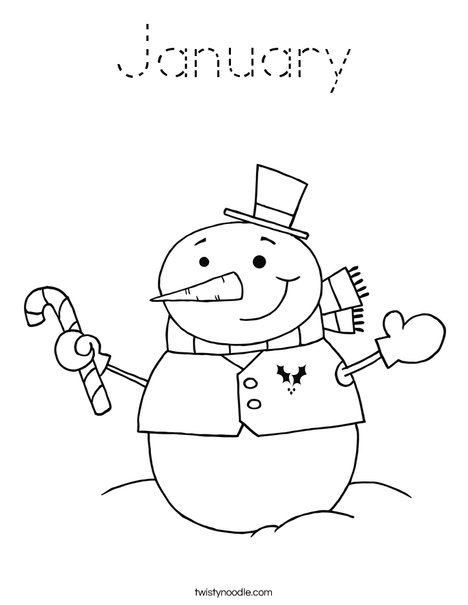 Snowman Holding a Candy Cane Coloring Page