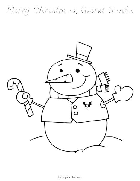 Snowman Holding a Candy Cane Coloring Page