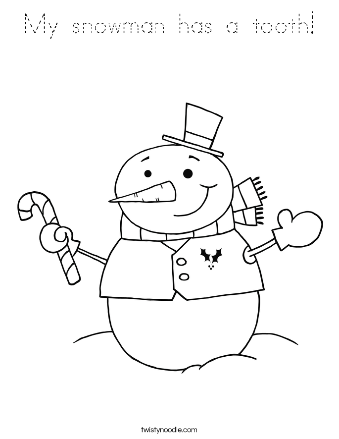 My snowman has a tooth! Coloring Page