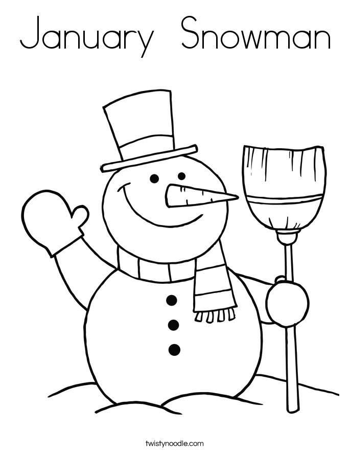 January  Snowman Coloring Page