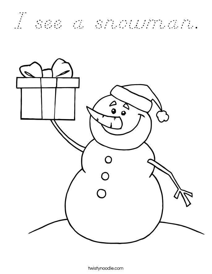 I see a snowman. Coloring Page
