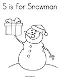 S is for Snowman Coloring Page