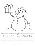 S is for Snowman Worksheet