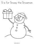 S is for Snowy the Snowman Coloring Page
