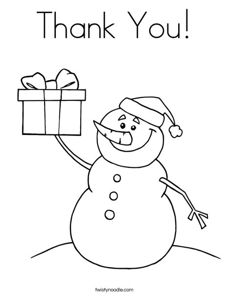 Snowman with a Present Coloring Page