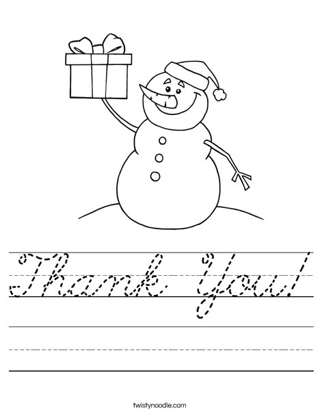 Snowman with a Present Worksheet