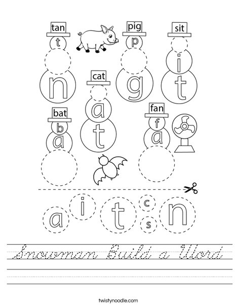 Snowman Build a Word Worksheet