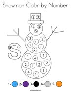 Snowman Color by Number Coloring Page
