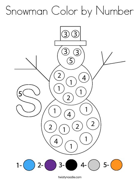 Snowman Color By Number Coloring Page