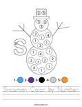 Snowman Color by Number Worksheet