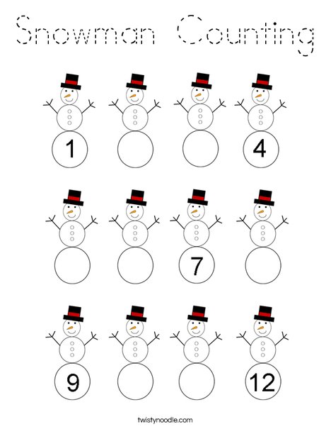 Snowman Counting Coloring Page