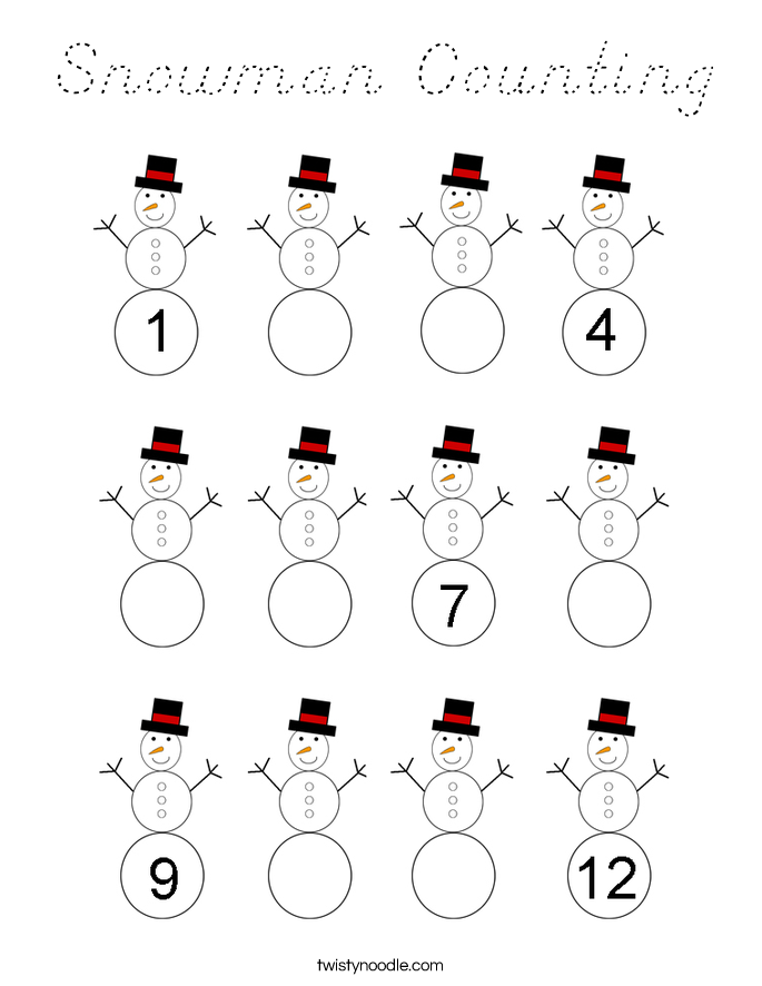 Snowman Counting Coloring Page