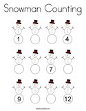 Snowman Counting Coloring Page