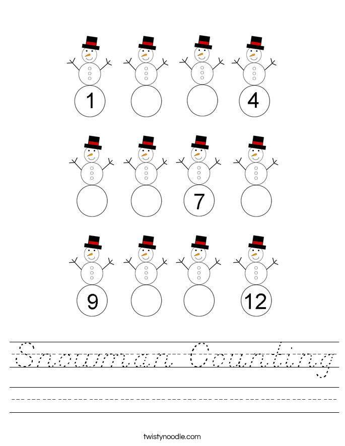 Snowman Counting Worksheet