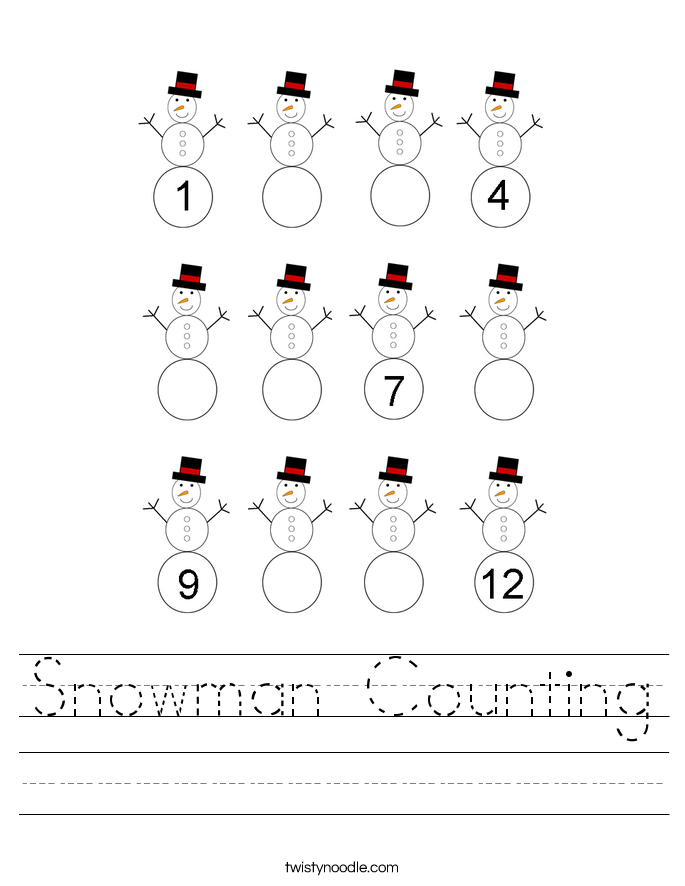 Snowman Counting Worksheet