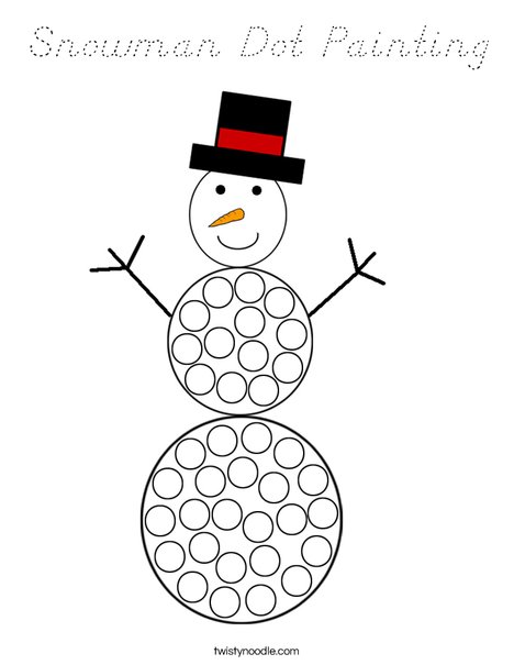 Snowman Dot Painting Coloring Page
