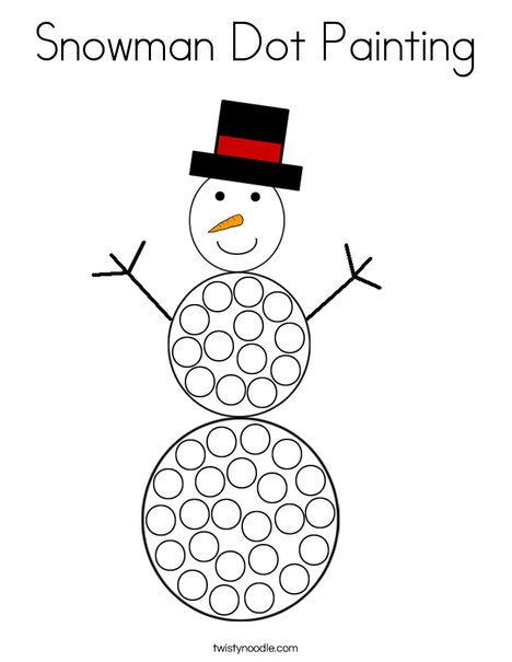 Snowman Dot Painting Coloring Page