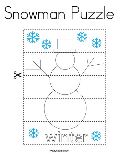 Snowman Puzzle Coloring Page