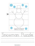 Snowman Puzzle Handwriting Sheet