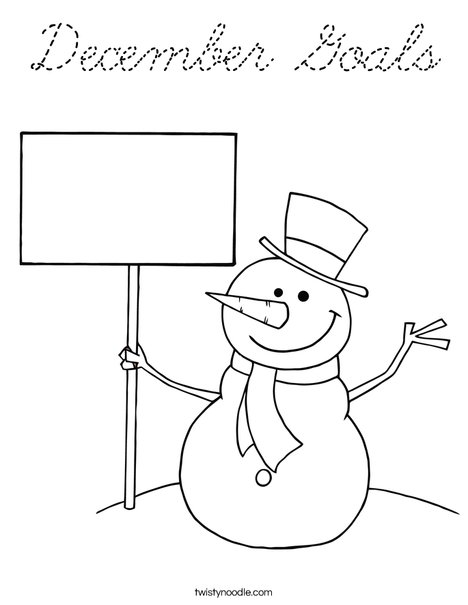 Snowman with Sign Coloring Page