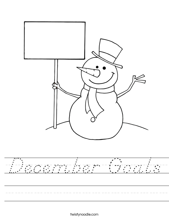 December Goals Worksheet