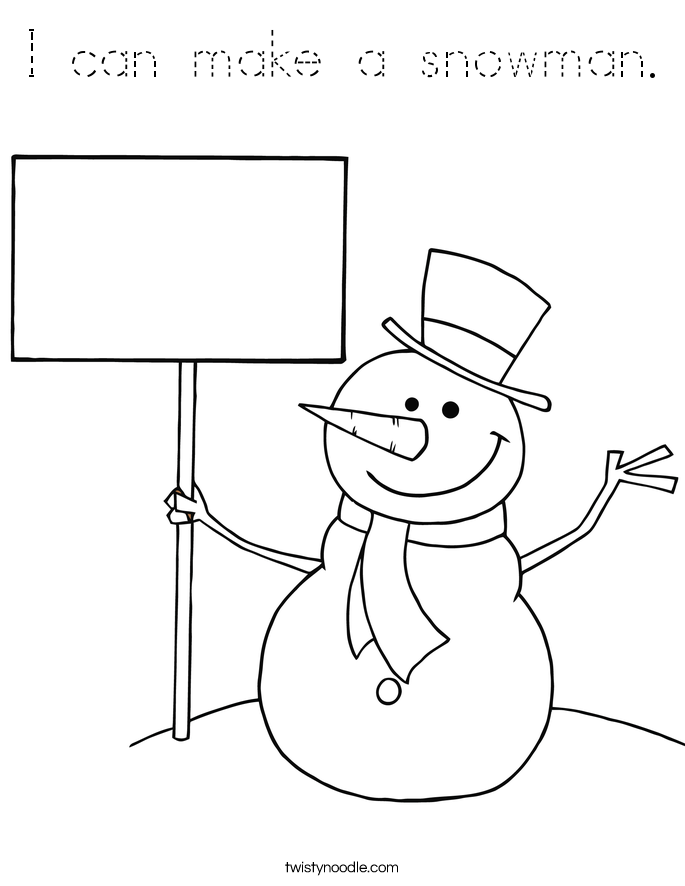 I can make a snowman. Coloring Page