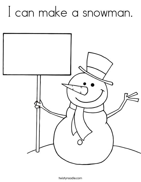 Snowman with Sign Coloring Page