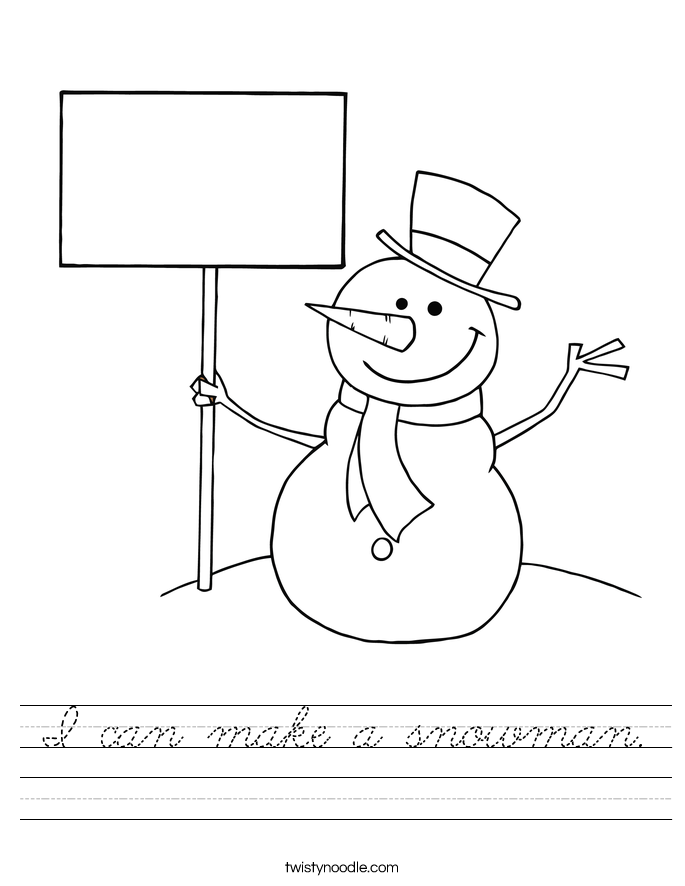 I can make a snowman. Worksheet