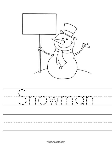 Snowman with Sign Worksheet