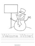 Welcome Winter! Worksheet