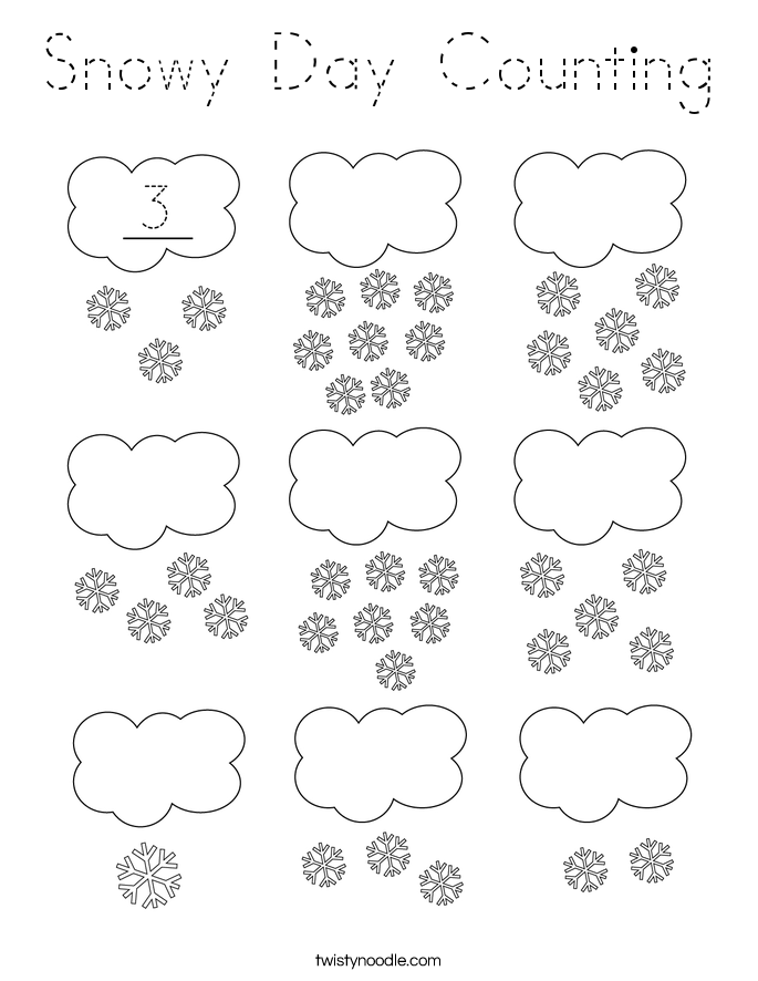 Snowy Day Counting Coloring Page