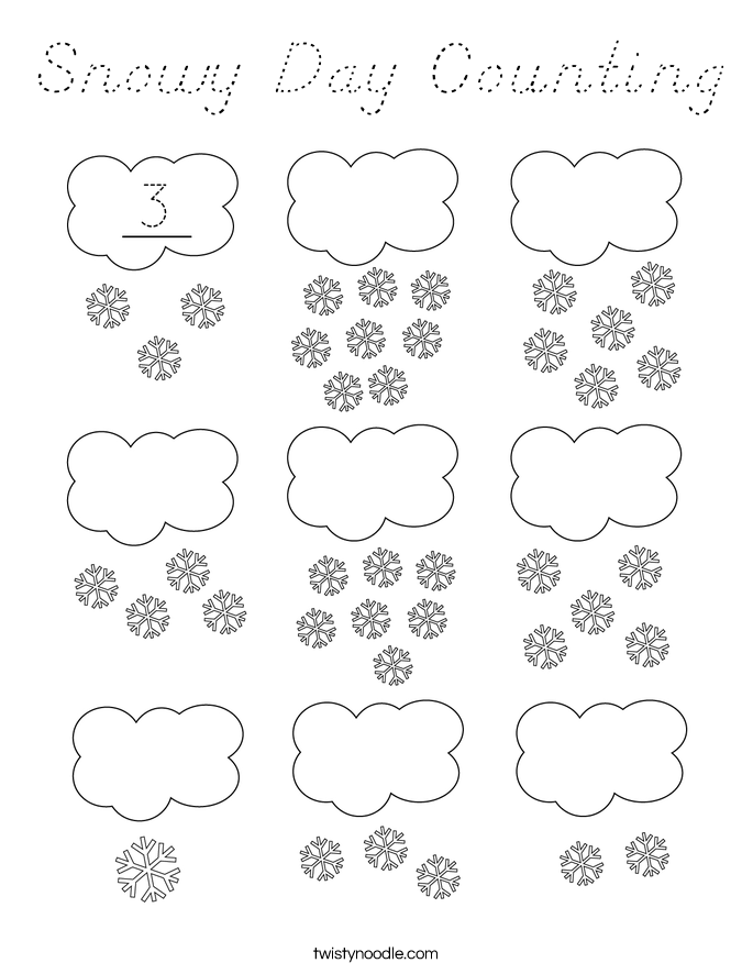 Snowy Day Counting Coloring Page