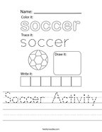 Soccer Activity Handwriting Sheet