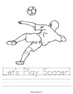 soccer terms worksheet Let's Play Soccer Handwriting Sheet